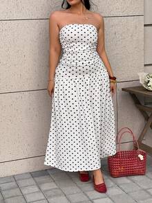 GalTyme Đầm cúp ngực thời trang in chấm bi dành cho nữ cỡ lớn, thích hợp cho kỳ nghỉ. - Nhiều màu - Xem 2