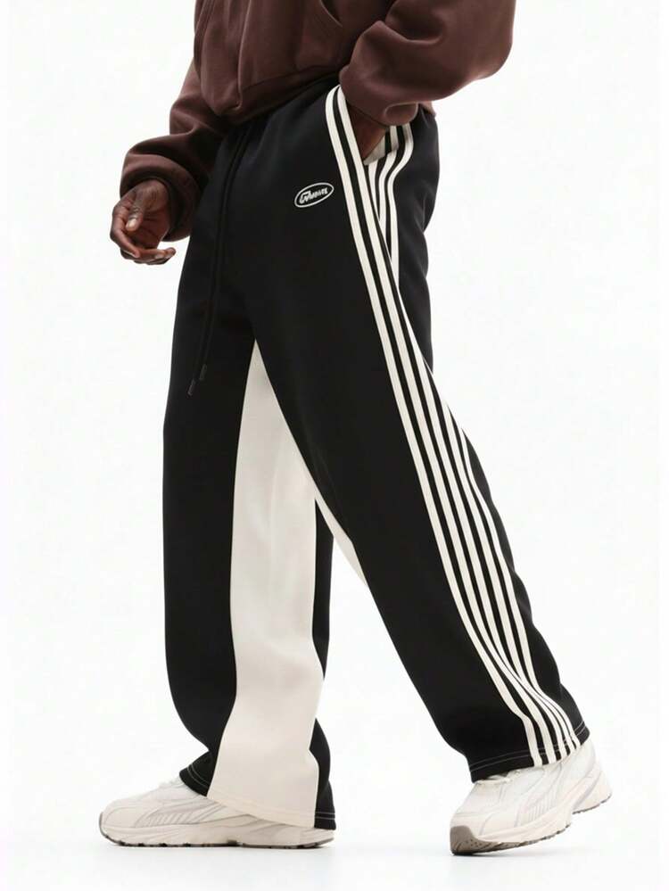 Drop Crotch Sweatpants With Side Stripes