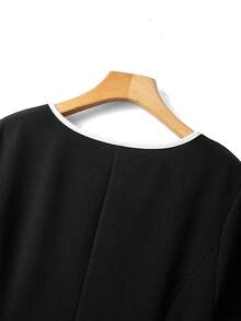 GlowEve CURVE 大码女式撞色A字连衣裙，休闲优雅户外连衣裙 - 黑色 - 查看 7