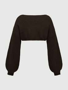 ROMWE Goth 加大码哥特式植物蛇形刺绣短款开衫 - 棕色 - 查看 2