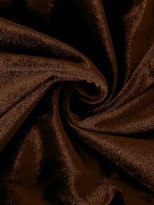 Lyxana Autumn/Winter Party Square Neck Cinched Waist Metal Decor Slit Hem Velvet Long Sleeve Top - Brown - View 5