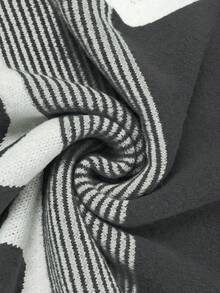 Franclia Elegant Geometric Polka Dot & Striped Long A-Line Knit Skirt, Casual & Versatile For Commuting, Autumn/Winter - Multicolor - View 6