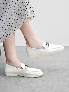CUCCOO BIZCHIC Women's Metal Decor Casual Slip-On Loafers, Versatile For Daily Commute - Chantilly - View 5