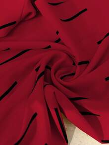 SHEIN Clasi 女士V领宽松印花两件套 - 酒紅色 - 查看 7