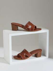 L'Amorae Women's Fashionable Simple Daily High-Heeled Sandals For Summer Summer Shoes Spring Shoes Spring Break Easter Prom Heels Wedding Shoes For Christmas - Brown - View 5