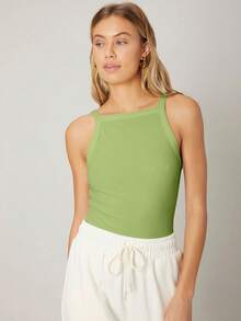 MOTF PREMIUM 纯色修身吊带背心，夏季款 - 綠色 - 查看 6