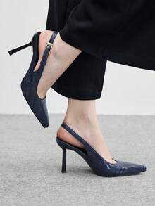 CUCCOO BIZCHIC Sepatu Wanita Tali Belakang Biru Modis Serbaguna Sepatu Hak Tinggi untuk Perjalanan - Biru - View 3