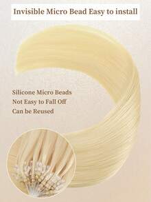 Micro Loop Hair Extensions 100% Human Hair Color #613 Light Blonde 14-22 Inch Straight 50 Strands /Pack Invisible Beads Thick Micro Ring Loop Hair Extensions With Fishing Line No Glue Needed Easy To Shape For Thin Hair And Salon Use All Women Daily Use Winter Christmas Halloween Costumes Autumn Outfits Women Fall Outfits - S613 - View 7