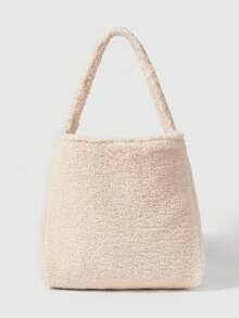 ROMWE Kawaii 时尚卡通双面单肩毛绒包 - 白色 - 查看 2