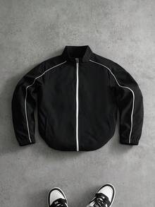 PAVTROS Men's Stand Collar Zip Front Casual Loose Jacket