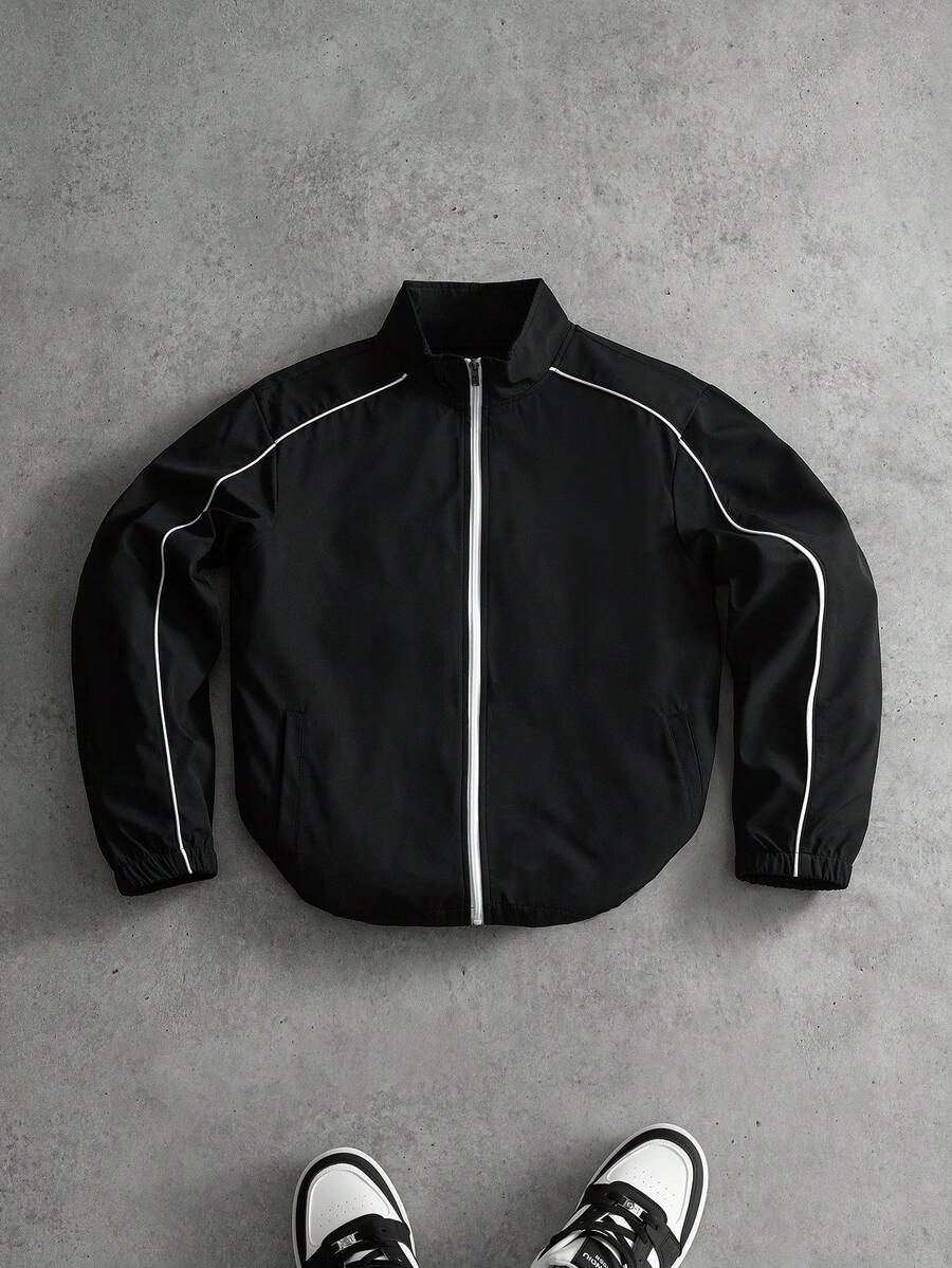 PAVTROS Men's Stand Collar Zip Front Casual Loose Jacket