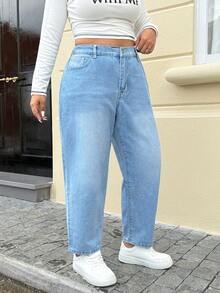 SHEIN ICON 大碼高腰媽媽牛仔褲