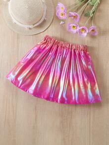 Elladie kids Young Girl Lace Pleated Casual Mini Skirt - Hot Pink - View 2