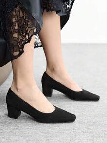 CUCCOO BIZCHIC Giày cao gót mũi vuông thời trang dành cho nữ, thích hợp đi lại hàng ngày. - màu đen - Xem 5