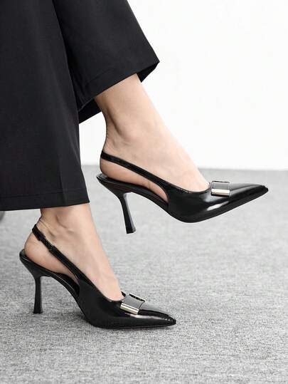 CUCCOO BIZCHIC Tacones altos de moda versátiles de uso diario con decoración de metal en la punta