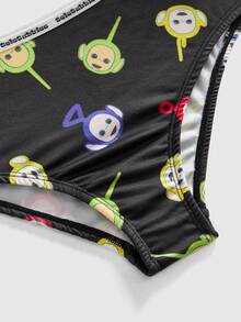 Teletubbies X ROMWE 3条趣味卡通字母胶带设计内裤 - 黑色 - 查看 4