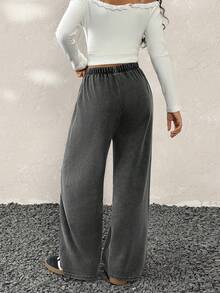 Coolane Kids 少女秋冬季简约系带宽松运动裤，休闲日常穿着，万圣节，圣诞节 - 黑色 - 查看 3