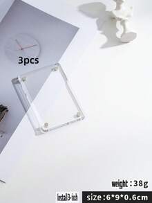 3/6/12pcs Magnetic Acrylic Refrigerator Magnet Photo Frame, Diy Photo Wall, 3-Inch Magnetic Photo Card Display Board - White - View 8