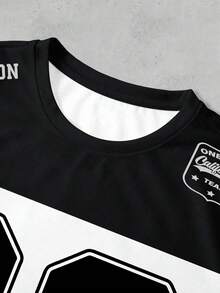 Manfinity Dauomo Áo thun nam tay ngắn màu đen trắng in số và chữ, thời trang bán chạy, phong cách đường phố, cá tính, thích hợp cho mua sắm và đi chơi, kiểu dáng đa năng cho mùa xuân và hè. - Nhiều màu - Xem 3