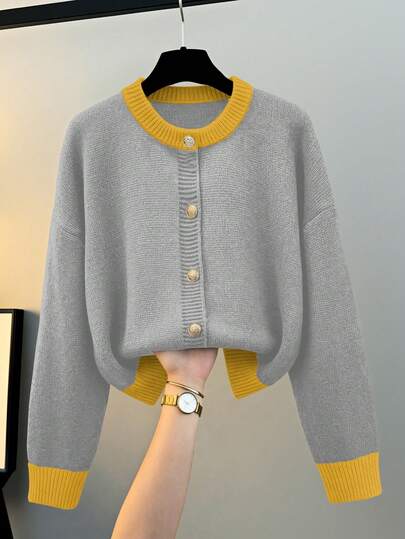 GlowEve 女性用 コントラストカラーデザイン カジュアル ファッショナブル ニットセーター、冬用