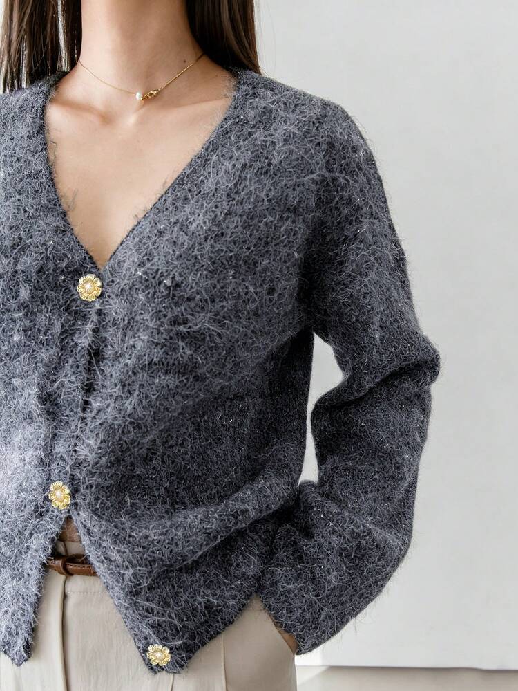 Women's V-Neck Long Sleeve Casual Elegant Cardigan