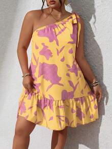 Sunserae Vestido sin mangas con volantes en el bajo, con tirantes de lazo y hombros descubiertos, en talla grande, adecuado para primavera y verano, atuendo de playa - Amarillo claro - Ver 7