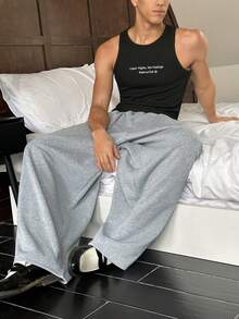 SWAVVY Men's Casual Slim Fit Sleeveless T-Shirt With Embroidered Design, Grey Mens Sleeveless Tops Undershirt Men Mens Tank Top Round Neck Mens Cotton Tank Top Men's Jackpot Sumwon Mens Sleeveless T Shirts - Dark Grey - View 5