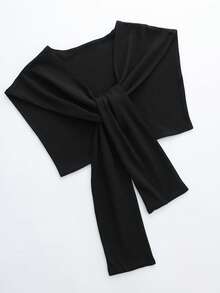 Franclia Striped Print Shirt & Split Hem Skirt & Shawl - Multicolor - View 3