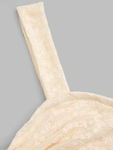 Sweetra 大码女式前系结荷叶边蕾丝吊带背心 - 杏色 - 查看 5