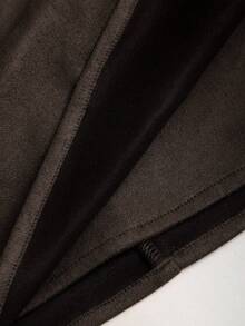 Sweetra Petite Autumn/Winter Maillard Color Suede Pleated A-Line Mini Skirt, Petite Women - Brown - View 5