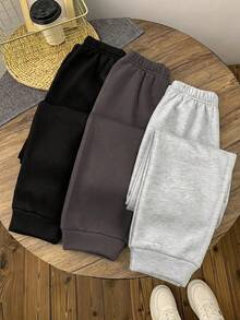 SHEIN 3件套青少年男童休闲字母图案运动裤套装 - 彩色 - 查看 2