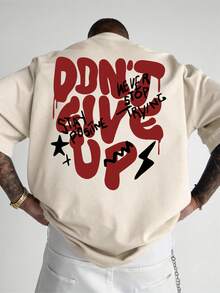 Manfinity Dauomo Men's Letter Print Round Neck Casual Versatile Short Sleeve T-Shirt - Apricot - View 1