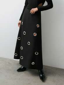 Maija 女士镂空黑色长袖连衣裙 - 黑色 - 查看 5