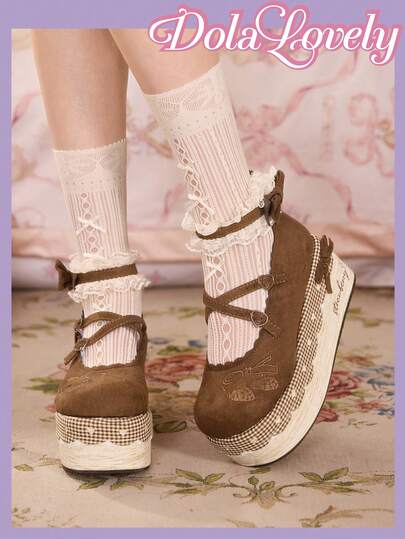 Dola Lovely Cuñas y plataformas versátiles, casuales y dulces con decoración de lazo para mujeres