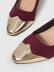 Sleekvia Women's Pointed Toe Buckle Design Fashionable High Heels, Versatile For Daily Wear - Burgundy - View 8