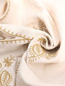 EMERY ROSE 女士V领无袖复古简约上衣和阔腿裤两件套 - 卡其色 - 查看 9