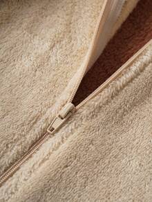 TOM & JERRY X SHEIN Tween Boy Brown Cartoon Jerry Mouse Embroidery 3D Ear Hooded Jumpsuit, Suitable For Autumn/Winter, Halloween, Party