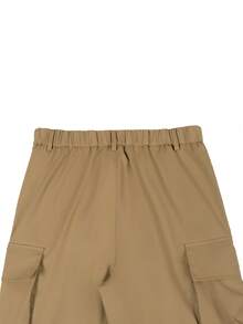 Manfinity Homme Plus Size Men's Black Multi-Pocket Cargo Pants, Casual Straight-Leg Trousers - Khaki - View 6