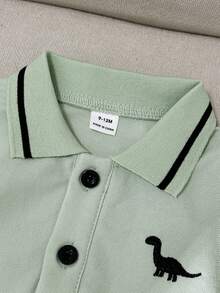 Souflis Souflis Conjunto informal de camisa polo de manga corta con estampado de dinosaurio y pantalones cortos para bebé niño, primavera/verano - Multicolor - Ver 3