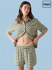 COUREZ Short Sleeve Boxy Summer Check Shirt Y2K Vintage - Yellow - View 1