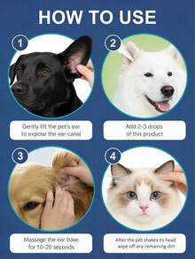 1pc/2pcs Ear Cleaning Solution For Cats And Dogs , Gentle And Low-Irritation Formula, Effectively Removes Earwax, Suitable For Cats And Dogs, And Relieves Ear Odor. - Multicolor - View 7