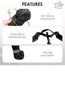1 PC Waterproof Slip Resistant Strapped Leggings For Paw Protection Black Dog Harness Snow Boots Outdoor Winter Walking Shoes Pet Dog Booties Fashion Gear For Dogs Adventure Holiday Season