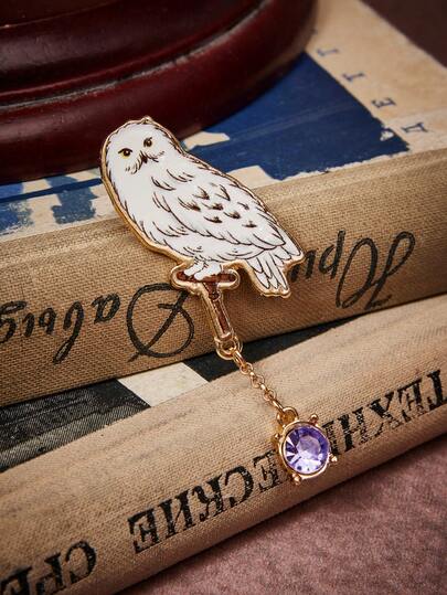 HARRY POTTER X SHEIN 1枚锌合金卡通图案水钻胸针，奢华别致，用途广泛，可用于装饰围巾、衣领、包包，适合派对、音乐会、节日等场合。