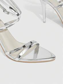 CUCCOO SZL Women's Fashionable Thin High Heel Silver Strap Sandals, Sexy For Party, Banquet, Nightclub Valentine's Day - Silver - View 6