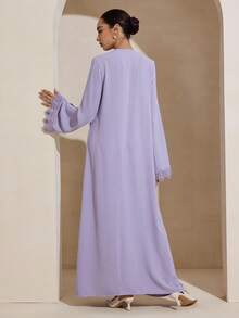 Graceveil Women's Solid Color Minimalist Long Sleeve Abaya Dress, Everyday Wear - Purple - View 2
