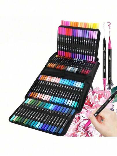 Marcador de doble punta, marcadores de arte de punta fina y suave para colorear, caligrafía, dibujo y manualidades para adultos y niños, útiles escolares para volver a la escuela