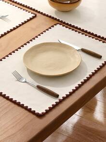 1/2/4/6 Peças Jogo Americano Retangular Bordado Simples, Decoração de Mesa de Cozinha Doméstica, Tapete Antiderrapante Adequado para Festa de Feriado, Festa de Aniversário, Jantar de Casamento, Decoração de Mesa, Tapete de Mesa de Café, Decoração Doméstica, Decoração de Quarto, Universal em Todas as Estações - Cor lisa - Visão 1