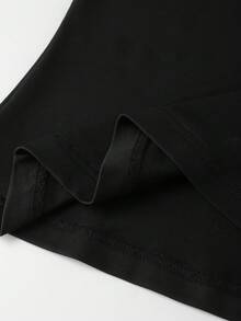 SHEIN Franclia [Niche Elegance]Black One-Shoulder Asymmetric Ruched Slim Tank Top + Wine Red Regular-Waisted Slim A-Line Skort (With Brown Vintage Belt) Fashion Ensemble For Women, Chic Outfit For Summer/Spring & Autumn, A Figure-Flattering Two Pieces Set To Elevate Your Temperament Red And Black Outfit Women Short Outfits Red Dress Short Belt Skirt Red And Black Dress - Multicolor - View 7