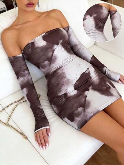 Rafferiza Boho Casual Elegant Sleeveless Dress For Women Women Sexy Dress Skin Tight Dress Cow Print Dress Women Dress Mini Dress Cow Print Swimsuit Bathing Suit With Sleeves Off Shoulder Dress