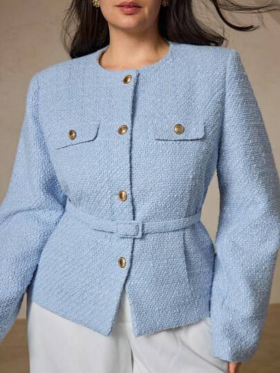 Aveloria Rosie Tweed Fabric, Cinched Waist Waist Decor, Elegant & Sophisticated Versatile Fashion Design Women Jacket